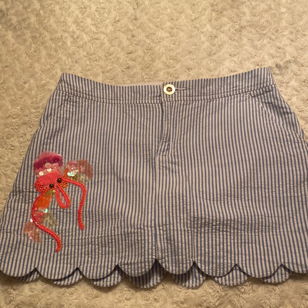 Lilly Pulitzer Seersucker Skort w/Sequin Octopus Size 2